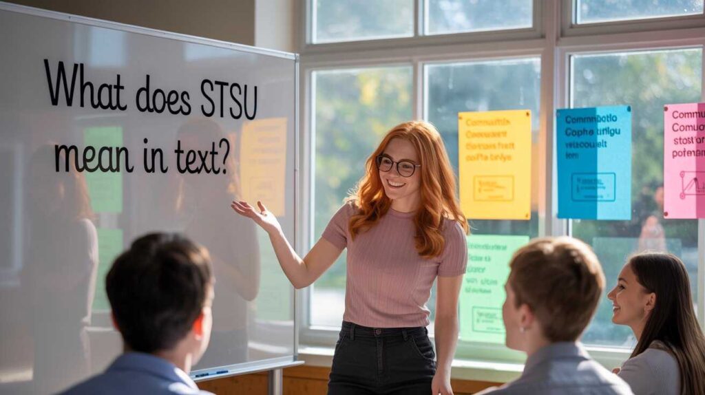 Text image asking the meaning of the acronym STSU in messaging or chat