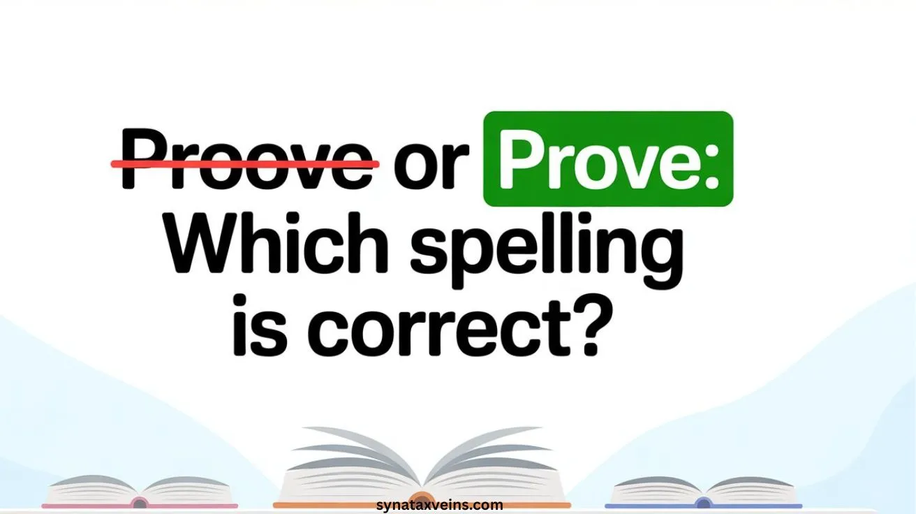 Proove or Prove image showing correct spelling with Proove crossed out and Prove highlighted in green.