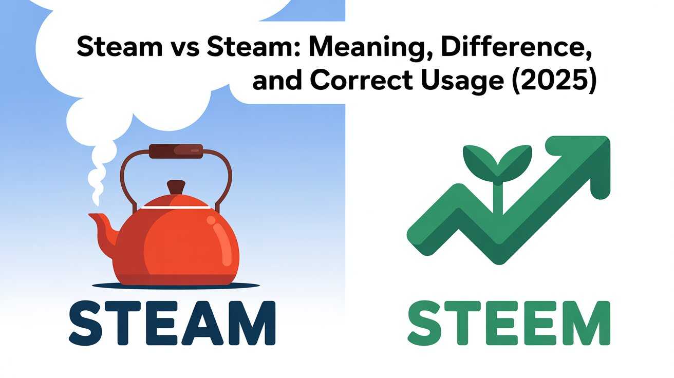 Steam vs Steem meaning and difference explained โ learn the correct usage of steam and steem in English grammar (2025 guide)